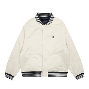 Aime Leon Dore Cream and Navy Varsity Jacket